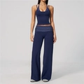 4549 Vest + 4549 Wide-Leg Pants—Dark Blue with White Polka Dots