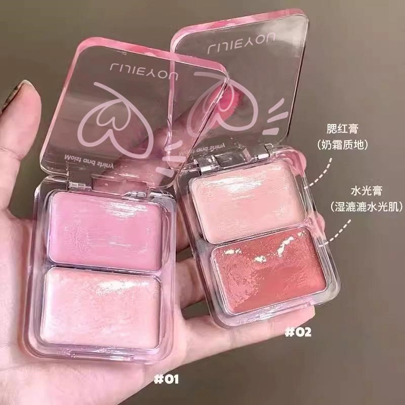 日杂水光无花果色!水光肌腮红高光多用膏女脸部提亮膨胀奶杏色