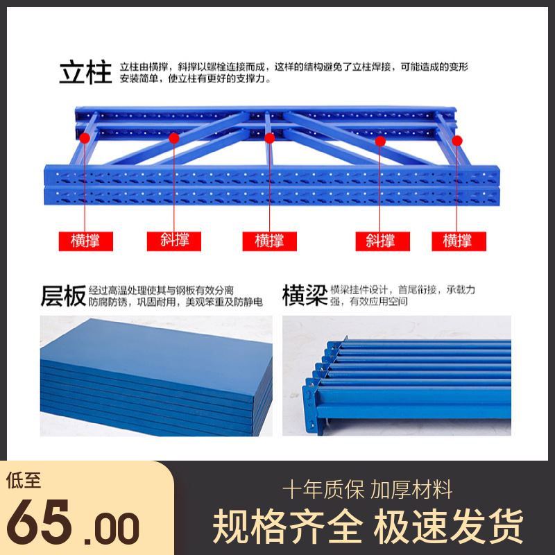 现货仓储货架仓库展示架 置物架家用轻型中型重型铁架储物架 铁架