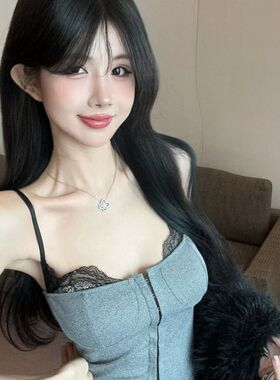 纯欲辣妹鱼骨抹胸上衣女泰国假两件带胸垫吊带背心蕾丝打底衫内搭