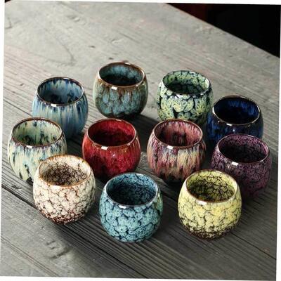 Kiln Change Ceramic Tea Cup Porcelain Kung Fu Cups set