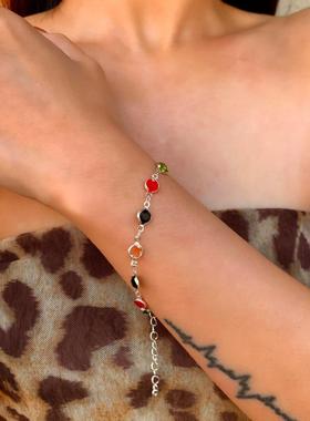 Colorful fashion long necklace跨境饰品新款彩色波点时尚长项链