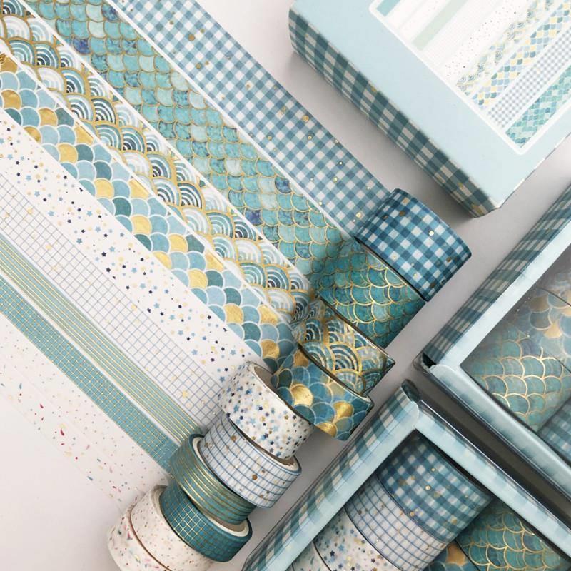 18Pcs/Set Gold Foil Washi Tape Cute Plant Flower Masking Tap