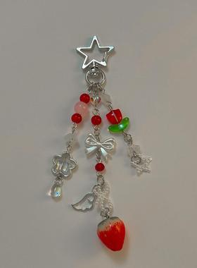 Cute strawberry bow keychain y2k coquettish fairytale lily o