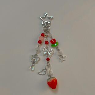 Cute strawberry bow keychain y2k coquettish fairytale lily o