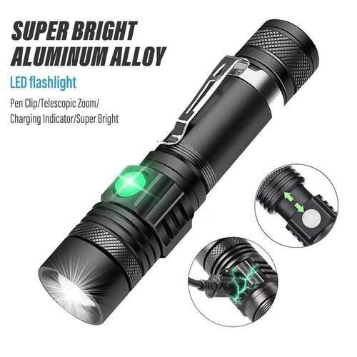 高功率Led手电筒可变焦野营火炬与T6 LE
