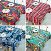 Tablecloth table printed 餐桌布 cotton linen cloth rectangle