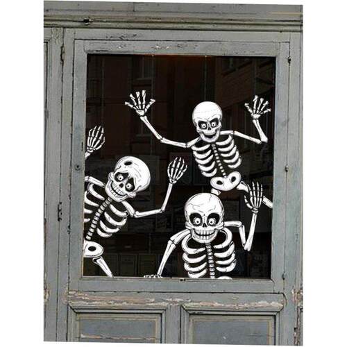 Halloween Window Stickers Glass Door Cute Skull Spider Bat