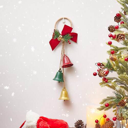 Christmas tree bell pendant twine berry pine branch accessor