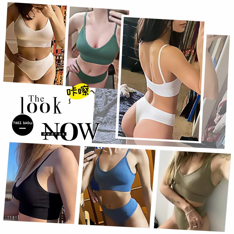 women's push up thin sexy sports bra set two piece bra set