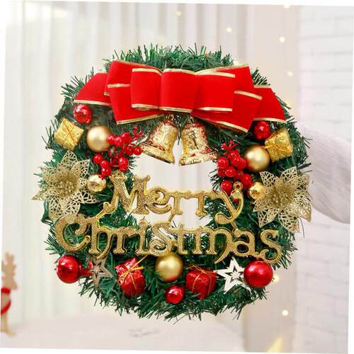 圣诞带灯花环节日装饰用品滕条道具Christmas wreath with lights