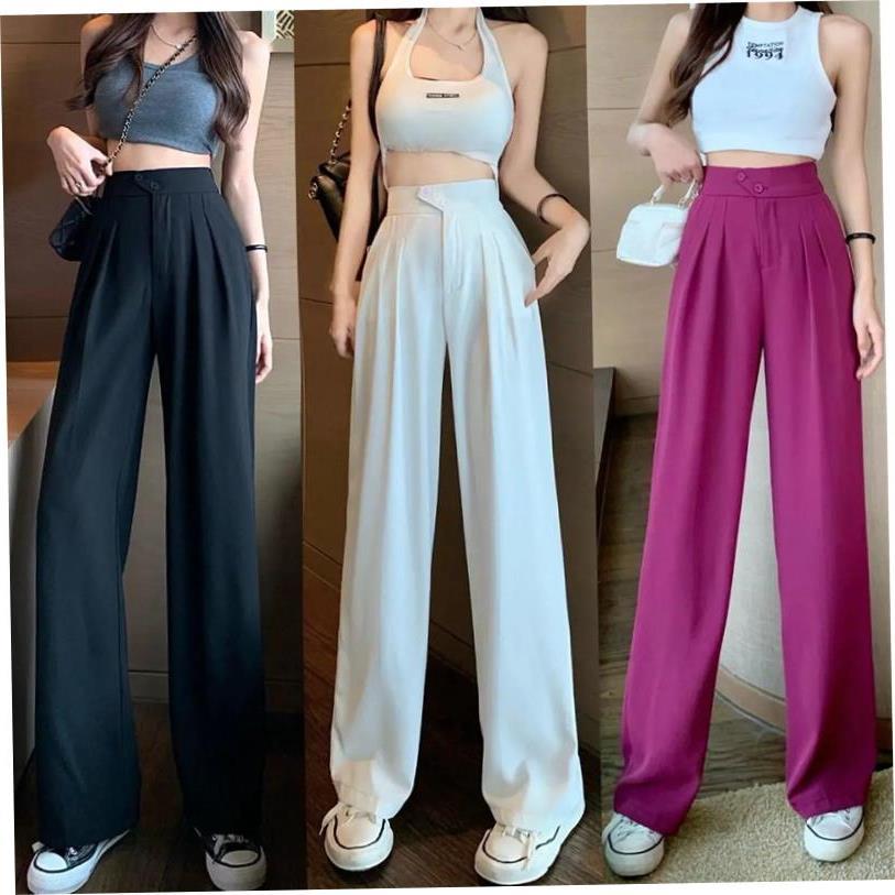 Wide leg pants for women's summer thin high waist suit p