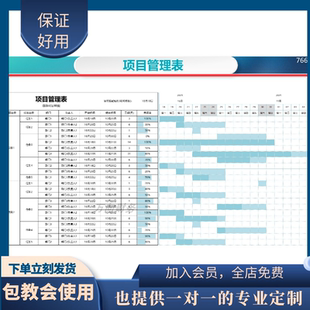 原创设计施工进度计划项目管理表自动甘特图EXCEL表格定制