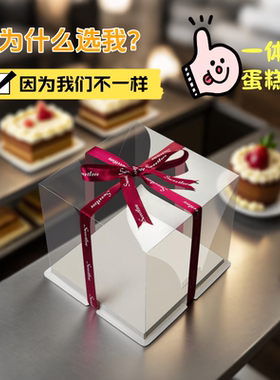 【防尘加固】蛋糕盒透明4/5/6/8/10寸加高双层生日蛋糕盒子包装盒