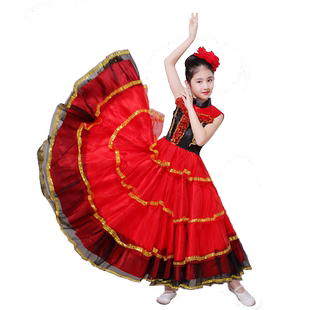 六一儿童西班牙斗牛舞大摆裙幼儿表演舞蹈服女童开场舞服装裙子
