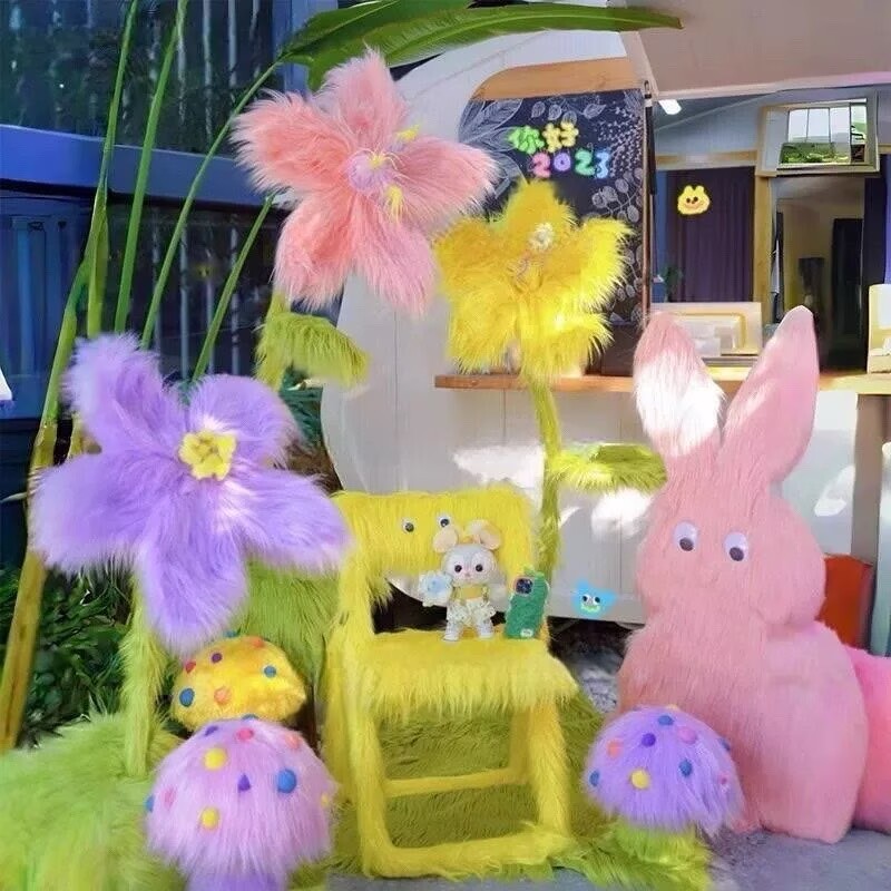 网红毛毛花朵商场酒店直播间美陈