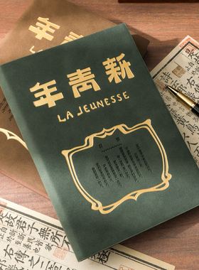 a5笔记本本子商务办公会议记事本高颜值创意新青年复古软皮加厚文艺日记本子考研学习摘抄手账本定制可印logo