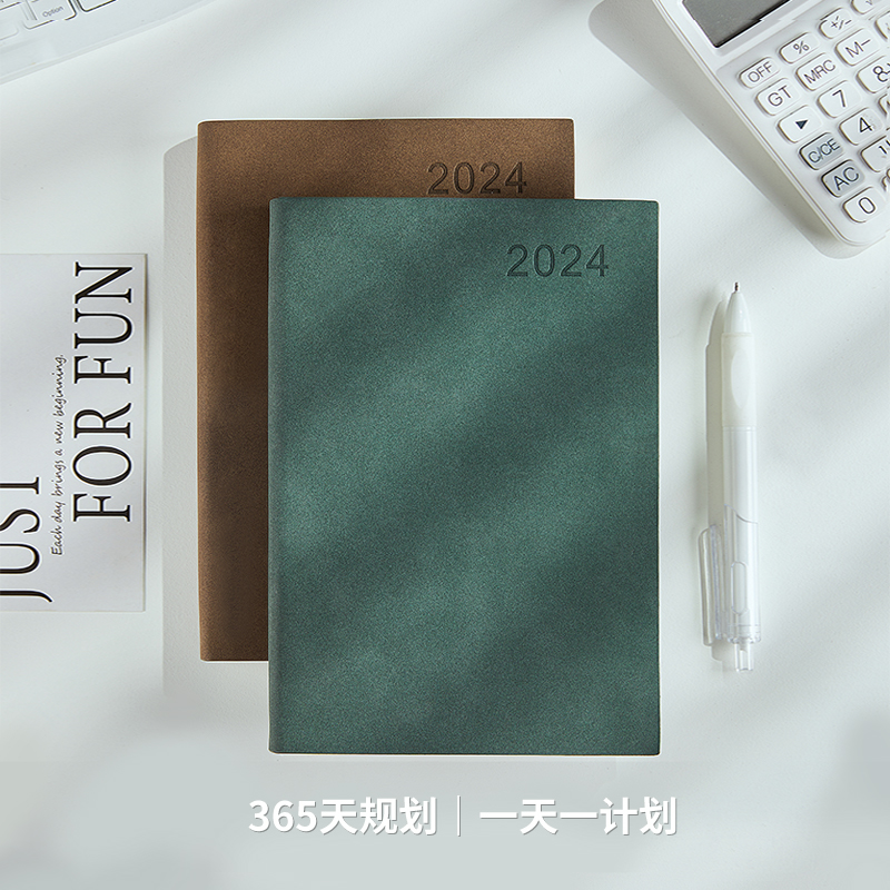 2024年新款每日时间管理规划计划表日程本365天日记本商务办公工作日历记事本一日一页笔记本子定制可印LOGO 文具电教/文化用品/商务用品 笔记本/记事本 原图主图