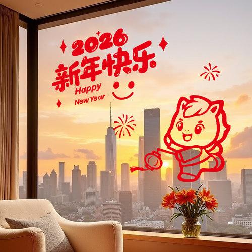 2026新年过年装饰静电贴玻璃贴
