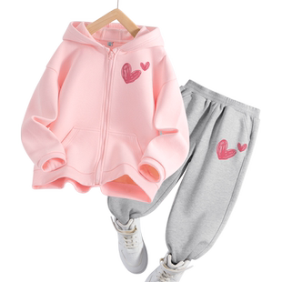 真维斯童装女童春装套装儿童2026新款春秋款连帽外套大童运动服女