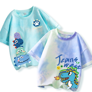 真维斯童装男童短袖t恤儿童夏季纯棉半袖小男孩2026新款扎染衣服