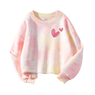 真维斯童装卫衣女童春秋款儿童春季扎染长袖女孩薄款洋气春装上衣