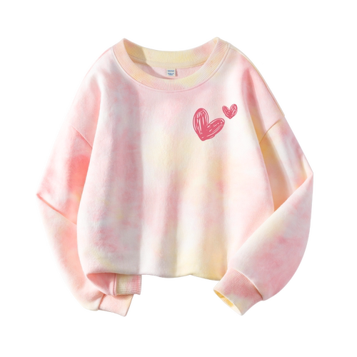 真维斯童装卫衣女童春秋款儿童春季扎染长袖女孩薄款洋气春装上衣