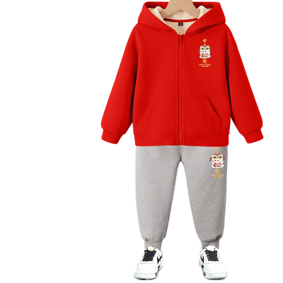 真维斯童装男童新年加绒卫衣