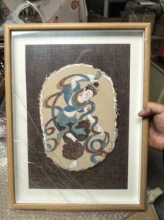 敦书堂壁画临摹 泥版画纯手绘胡玄舞尺寸32*42㎝带框成品送礼