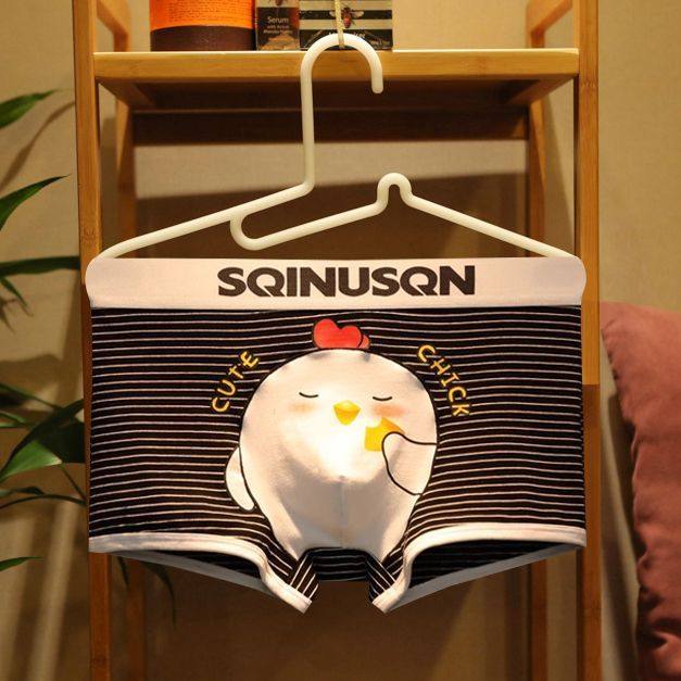 男士内裤男纯棉平角条纹可爱卡通囊袋透气潮流青年男生四角短裤头