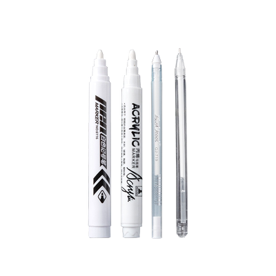 白色记号笔防水防油不掉色高光笔