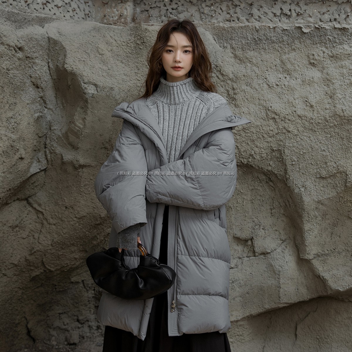 加厚高端中长白鹅绒保暖款羽绒服