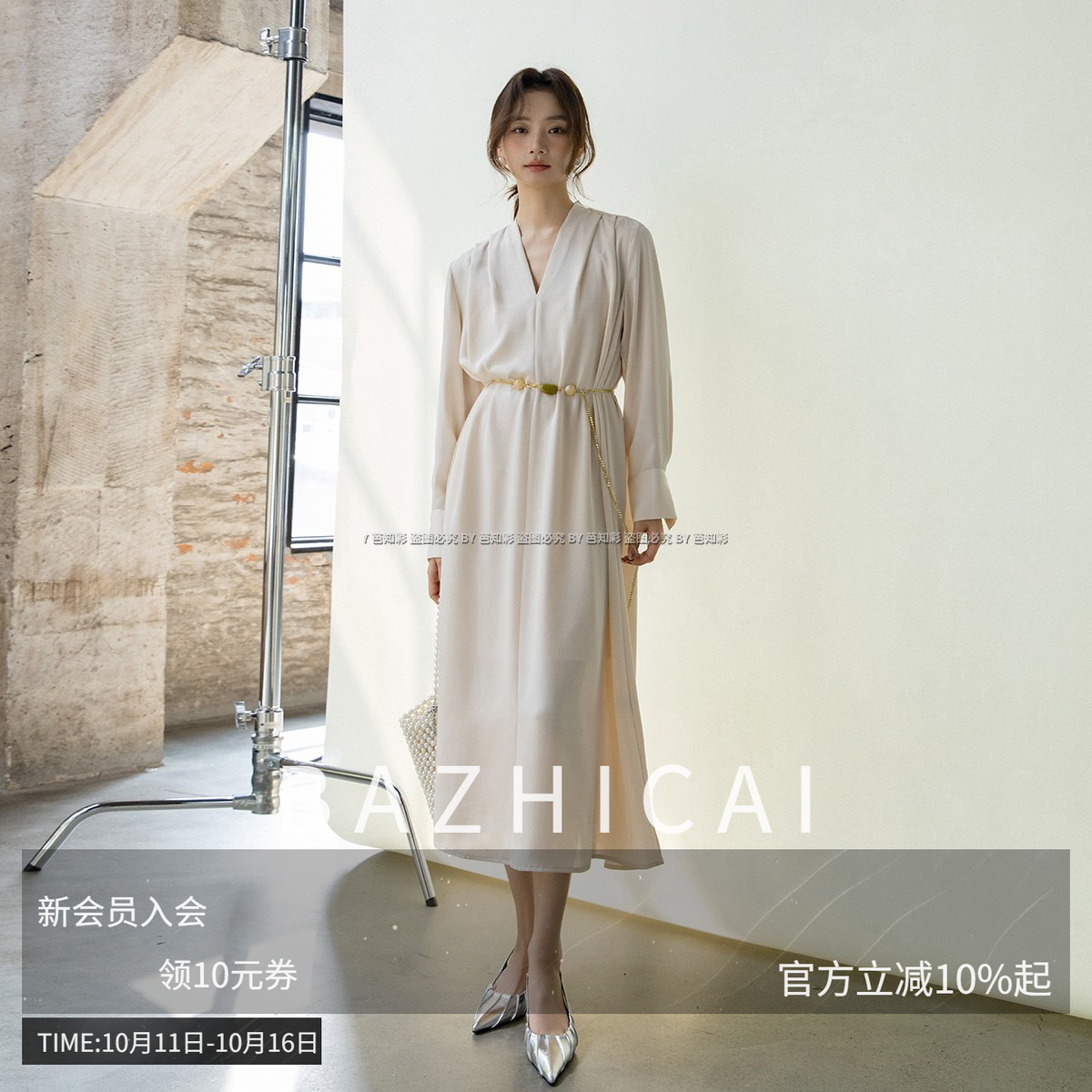 白色约会法式轻奢垂感连衣裙新款黑色色轻礼服名媛气质长裙6738