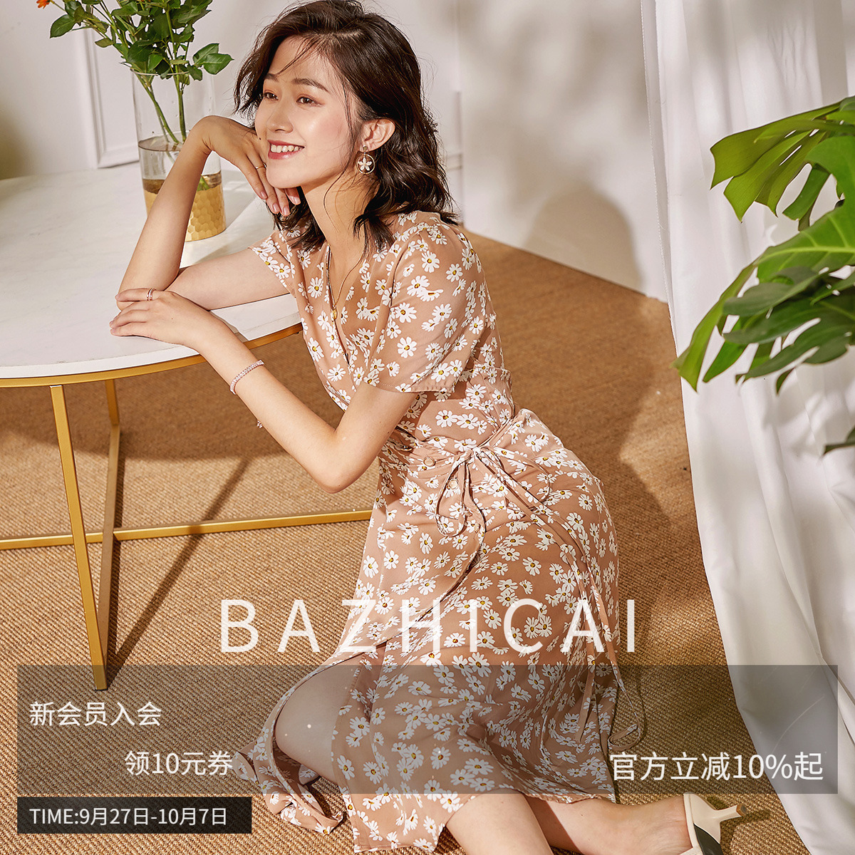 复古印花系连衣裙，法式收腰诠释女神优雅风