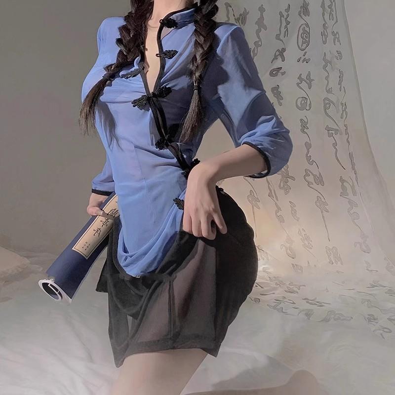 性感晴趣内衣民国旗袍高开叉床上肚兜纯欲房事成人辣妹制服qq趣味