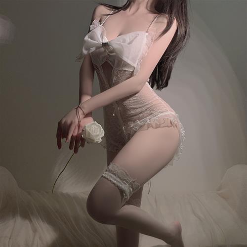 不能说的秘密 人间尤物 性感蝴蝶结甜美诱惑纯欲连体衣制服套装