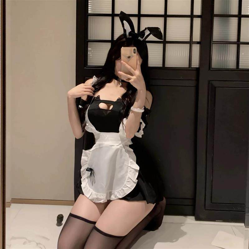 大尺码180斤性感纯欲蕾丝边镂空女仆套装cosplay兔女郎女佣制服