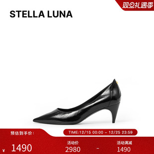 LUNA女鞋 高跟鞋 25FW新品 底扣式 亮面褶皱小牛皮尖头真皮鞋 STELLA