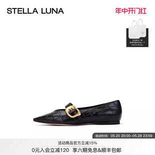 浅口单鞋 STELLA 2023春夏新品 LUNA女鞋 尖头扣饰玛丽珍平底鞋