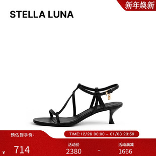 金属吊饰简约脚背细条带猫跟凉鞋 25SS春夏新款 LUNA女鞋 STELLA