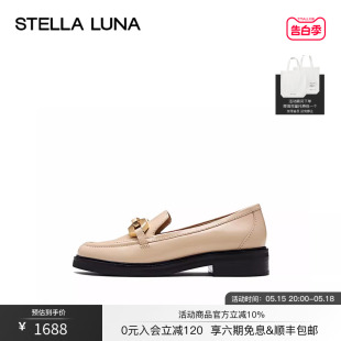 LUNA女鞋 春夏单鞋 学院风真皮复古皮鞋 女 STELLA 新款 厚底乐福鞋