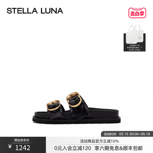 新品 STELLA 2023夏季 女 LUNA女鞋 外穿凉拖双环牛皮复古勃肯拖鞋