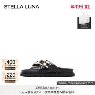 拖鞋 时尚 LUNA女鞋 优雅牛皮链条平跟凉拖鞋 春夏新品 STELLA