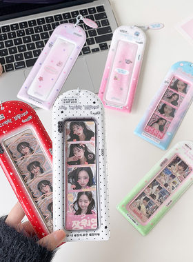 Hisocute韩系少女渐变卡通人生四格卡套追星长条大头贴挂件卡套