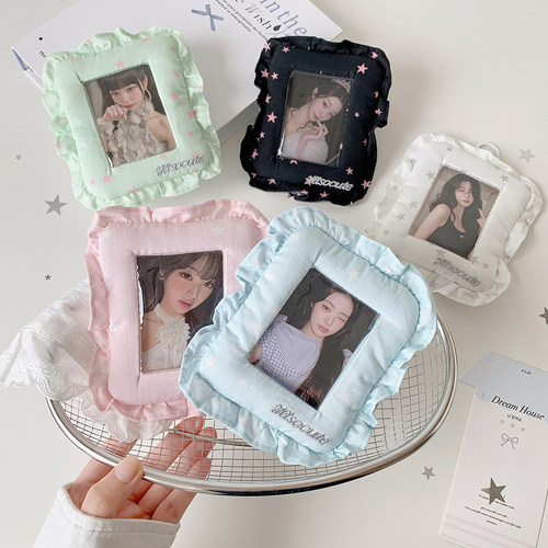Hisocute追星少女3寸可视布艺花边卡套学生公交卡饭卡挂件卡包