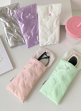 Hisocute韩版少女高颜值蝴蝶结笔袋少女化妆刷收纳袋便携眼镜包包