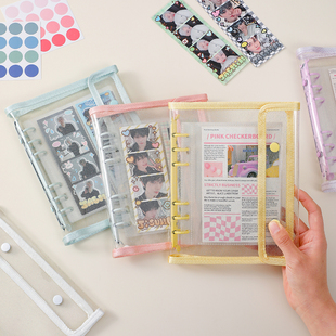 窄版A6人生四格卡册 6寸明信片收纳册闪粉小卡收纳册可拆卸活页夹