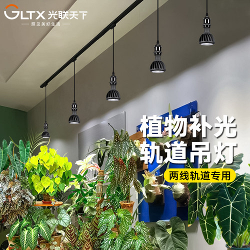 光联天下全光谱轨道植物补光灯茶室盆栽绿植热植生长灯E27吊线灯
