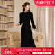 白鹿语赫本风丝绒连衣裙25早秋新款 高级感名媛修身 显瘦黑色小礼裙