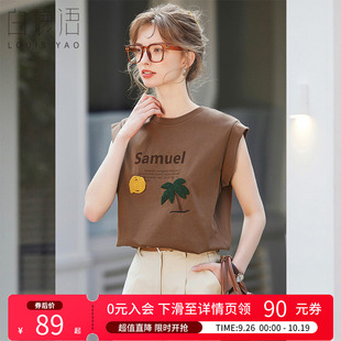 外穿T恤背心时尚 t恤女2025夏新款 减龄打底上衣 坎肩无袖 白鹿语韩版